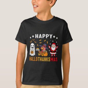 Happy Hallothanksmas Ghost Turkey Pumpkin Christma T-Shirt
