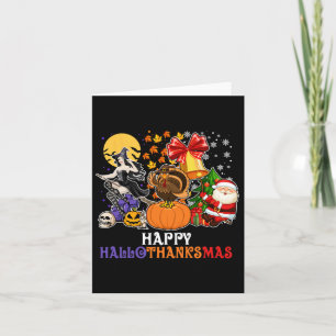 Happy Hallothanksmas Gnome Halloween Thanksgiving  Card