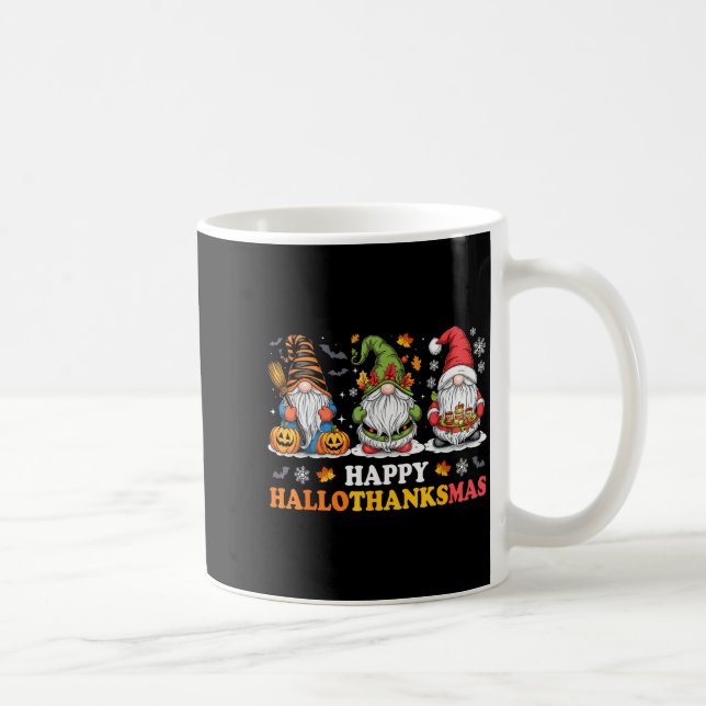 Happy Hallothanksmas Gnome Halloween Thanksgiving  Coffee Mug (Right)