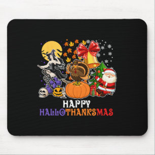 HAPPY HALLOTHANKSMAS GNOME Halloween Thanksgiving Mouse Pad