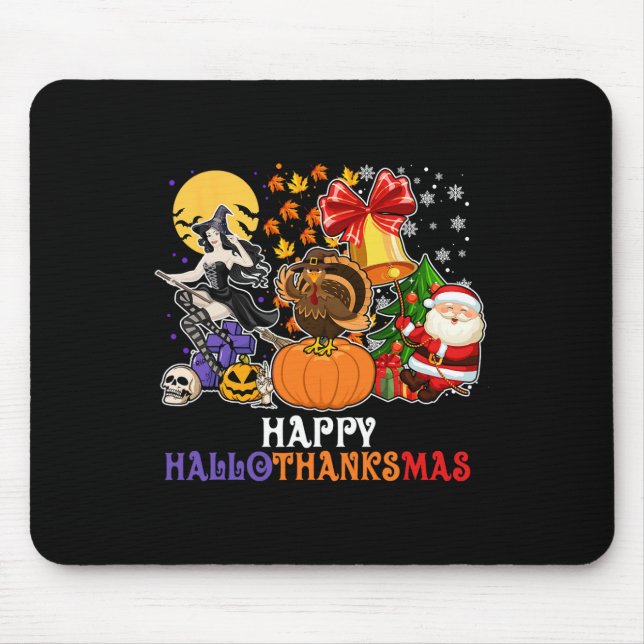 HAPPY HALLOTHANKSMAS GNOME Halloween Thanksgiving  Mouse Pad (Front)