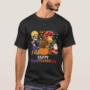Happy Hallothanksmas Gnome Halloween Thanksgiving T-Shirt