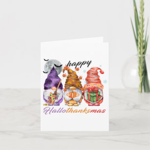 Happy Hallothanksmas Gnome Happy Thanksgiving Day Card