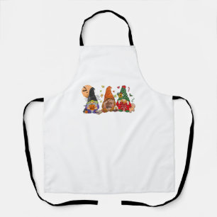 Happy Hallothanksmas Gnomes Halloween Thanksgiving Apron