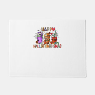 Happy Hallothanksmas Gnomes Halloween Thanksgiving Doormat