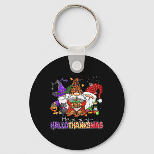 Happy Hallothanksmas Gnomes Halloween Thanksgiving Key Ring