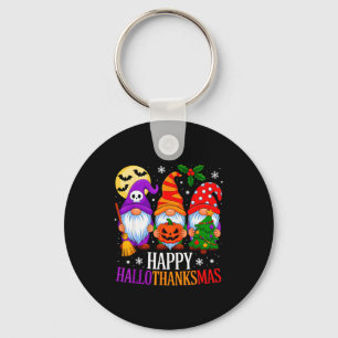 Happy Hallothanksmas Gnomes Halloween Thanksgiving Key Ring
