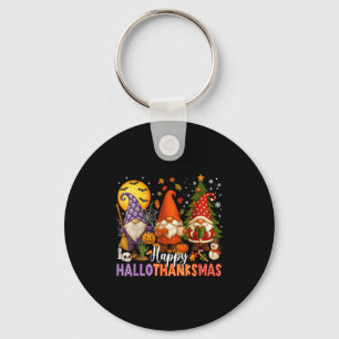 Happy Hallothanksmas Gnomes Halloween Thanksgiving Key Ring
