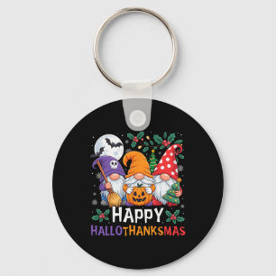 Happy Hallothanksmas Gnomes Halloween Thanksgiving Key Ring