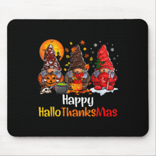 Happy Hallothanksmas Gnomes Halloween Thanksgiving Mouse Pad