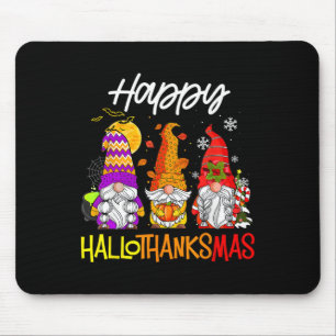 Happy Hallothanksmas Gnomes Halloween Thanksgiving Mouse Pad