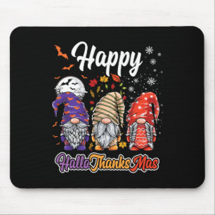 Happy Hallothanksmas Gnomes Halloween Thanksgiving Mouse Pad