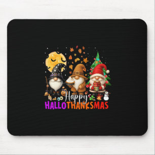 Happy Hallothanksmas Gnomes Halloween Thanksgiving Mouse Pad