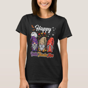 Happy Hallothanksmas Gnomes Halloween Thanksgiving T-Shirt