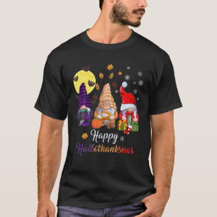 Happy Hallothanksmas Gnomes Halloween Thanksgiving T-Shirt