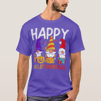 Happy Hallothanksmas Gnomes Halloween Thanksgiving T-Shirt