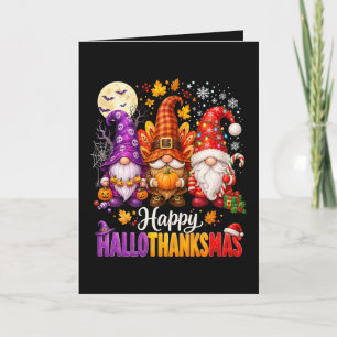 Happy HalloThanksMas Gnomes Holiday Card