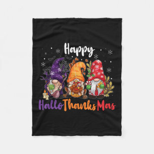 Happy Hallothanksmas Gnomes Lover Halloween Merry  Fleece Blanket