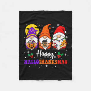 Happy Hallothanksmas Gnomes Lover Halloween Merry  Fleece Blanket