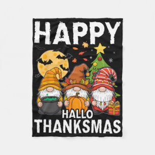 Happy Hallothanksmas Gnomes Lover Halloween Merry  Fleece Blanket