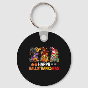 Happy Hallothanksmas Gnomes Lover Halloween Merry Key Ring