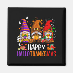 Happy Hallothanksmas Gnomes Lover Halloween Merry  Magnet