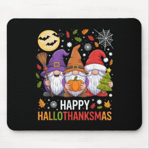 Happy Hallothanksmas Gnomes Lover Halloween Merry Mouse Pad