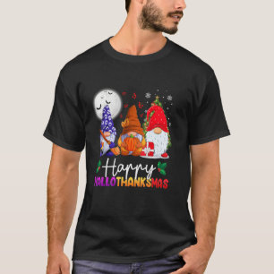 Happy Hallothanksmas Gnomes Lover Halloween Merry T-Shirt