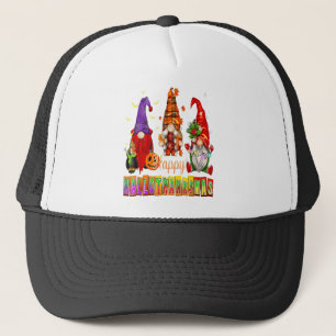 Happy Hallothanksmas Gnomes Lover Halloween Thanks Trucker Hat