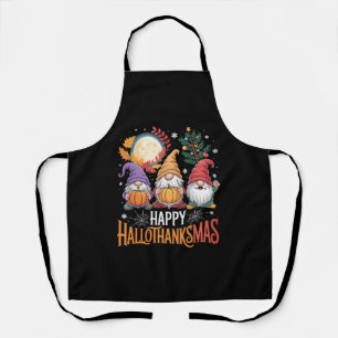 Happy Hallothanksmas Gnomes Lover Halloween Xmas Apron