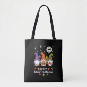 Happy Hallothanksmas Gnomes Lover Halloween Xmas Tote Bag