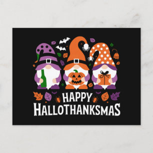 Happy Hallothanksmas Gnomes Lover Merry Christmas Holiday Postcard