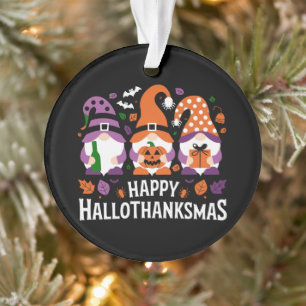 Happy Hallothanksmas Gnomes Lover Merry Christmas Ornament