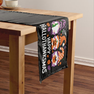 Happy Hallothanksmas Gnomes Lover Merry Christmas Short Table Runner