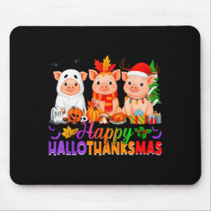 Happy Hallothanksmas Gs Halloween Thanksgiving Chr Mouse Pad