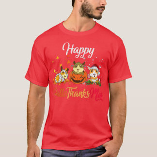 Happy HalloThanksMas Guinea Pigs Thanksgiving Chri T-Shirt