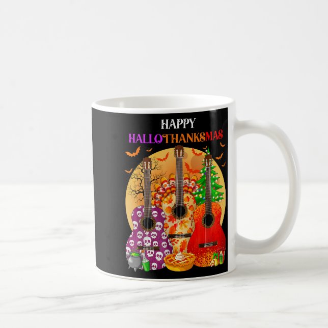 Happy Hallothanksmas Guitar Halloween Thanksgiving Coffee Mug (Right)