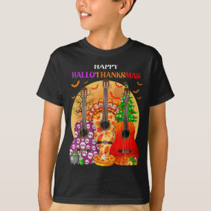 Happy Hallothanksmas Guitar Halloween Thanksgiving T-Shirt