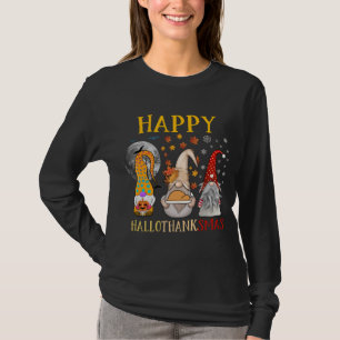 Happy Hallothanksmas Halloween Christmas Thanksgiv T-Shirt