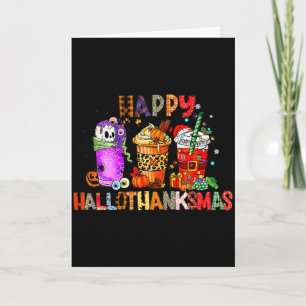 Happy Hallothanksmas Halloween Coffee Latte Thanks Card