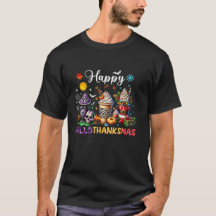 Happy Hallothanksmas Halloween Coffee Latte Thanks T-Shirt