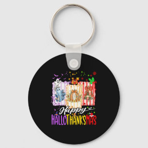 Happy Hallothanksmas Halloween Ghost Pumpkin Xmas Key Ring