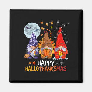 Happy Hallothanksmas Halloween Gnomes Thanksgiving Magnet