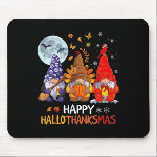 Happy Hallothanksmas Halloween Gnomes Thanksgiving Mouse Pad