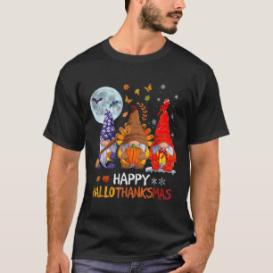 Happy Hallothanksmas Halloween Gnomes Thanksgiving T-Shirt