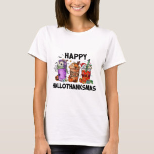 Happy Hallothanksmas Halloween Pumkin Thanksgiving T-Shirt