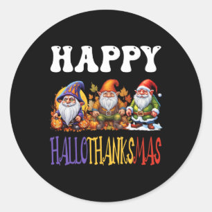 Happy Hallothanksmas Halloween Thanksgiving Christ Classic Round Sticker
