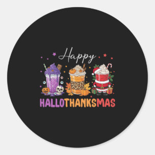 Happy Hallothanksmas Halloween Thanksgiving Christ Classic Round Sticker