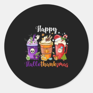 Happy Hallothanksmas Halloween Thanksgiving Christ Classic Round Sticker