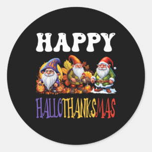 Happy Hallothanksmas Halloween Thanksgiving Christ Classic Round Sticker
